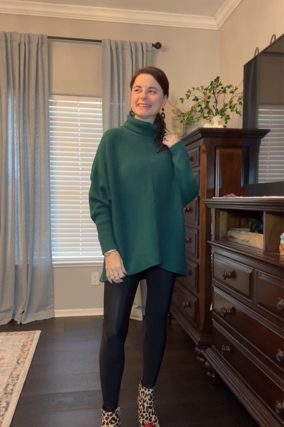 Perfect holiday look!  Sweater is such nice quality and super soft - AND it’s 30% off right now!!!  These leggings dress up any look - they are faux leather and have tummy control.

Boots are from Kate Spade and are retired.

#LTKHoliday #LTKSeasonal #LTKparties