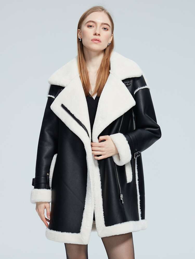 MIEGOFCE PU Leather Lined Coat | SHEIN