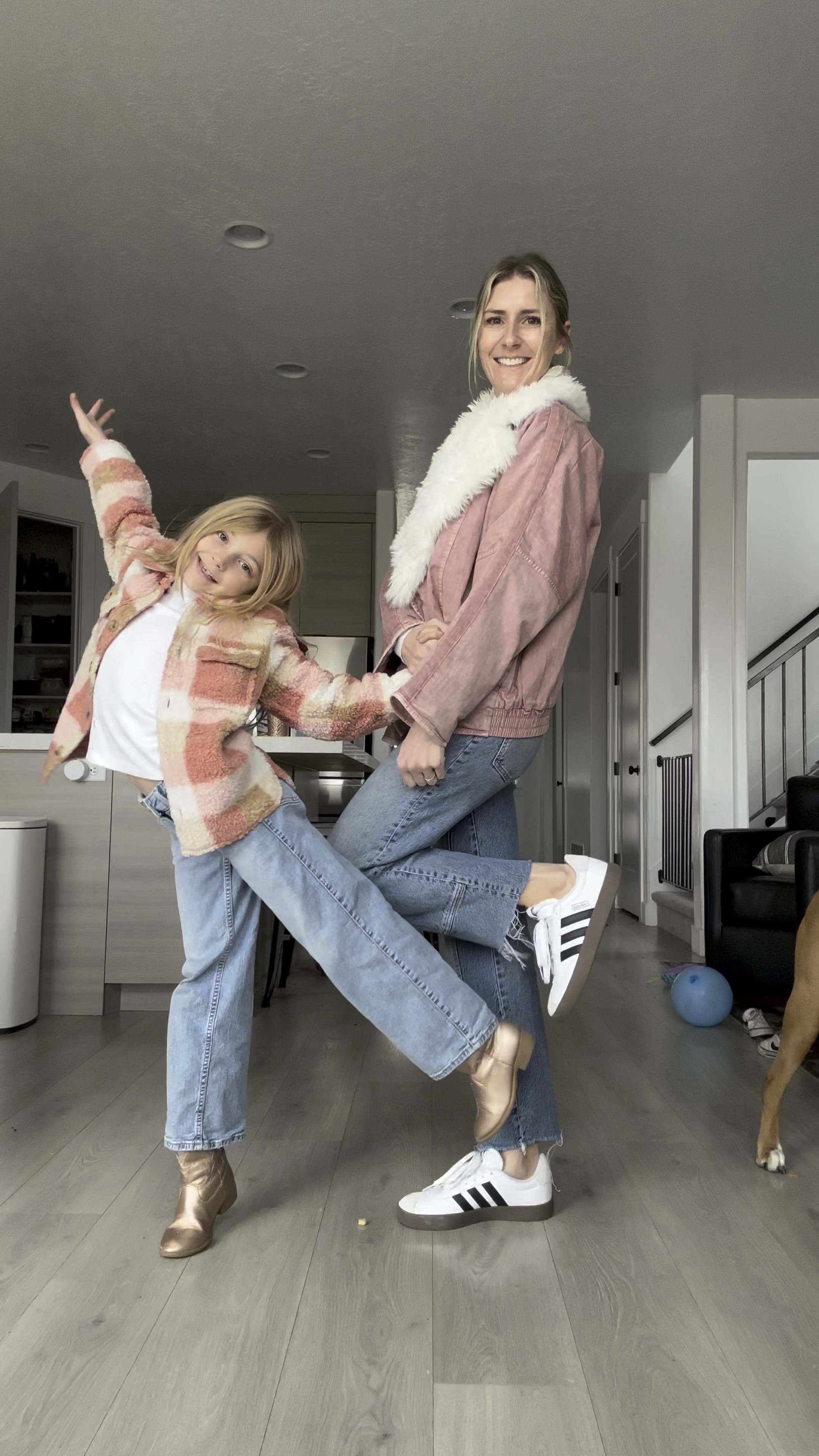 mommy and me outfits • kids Abercrombie jeans • my favorite free people jeans • cutest free people jacket with removable fur collar from Nordstrom • kids pink plaid shacket from cotton on • adidas 

#LTKkids #LTKbaby #LTKfamily