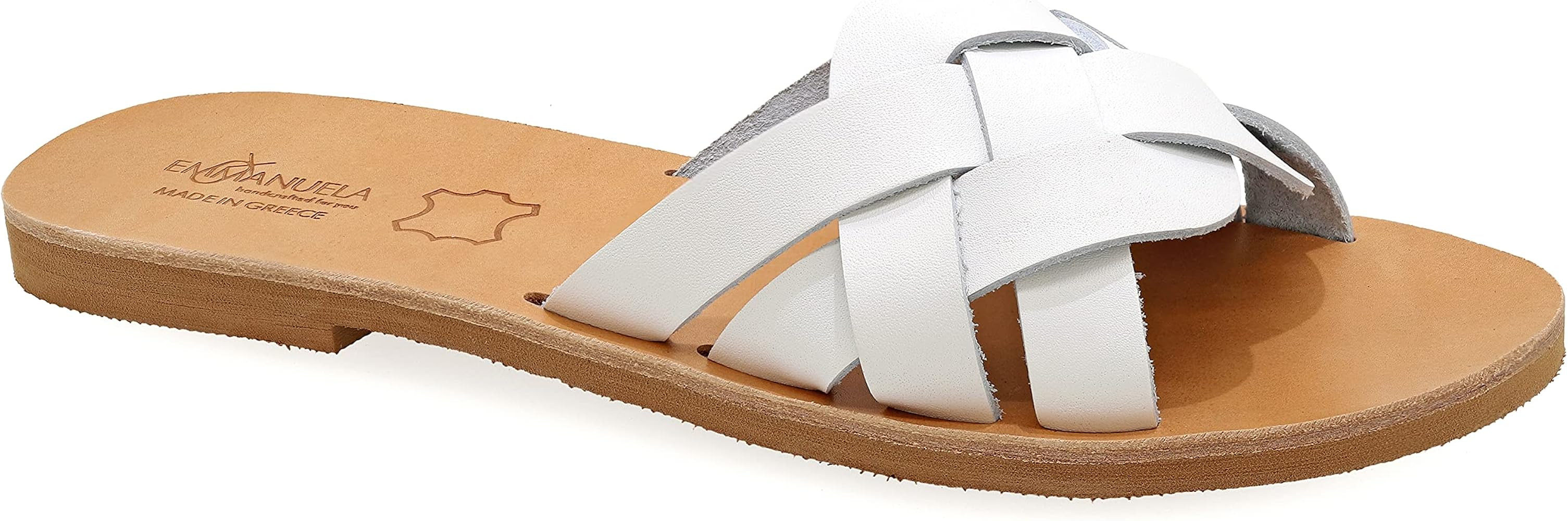 Emmanuela Sandalen im antiken griechischen Stil, handgefertigte flache Riemchensandalen aus Leder... | Amazon (DE)