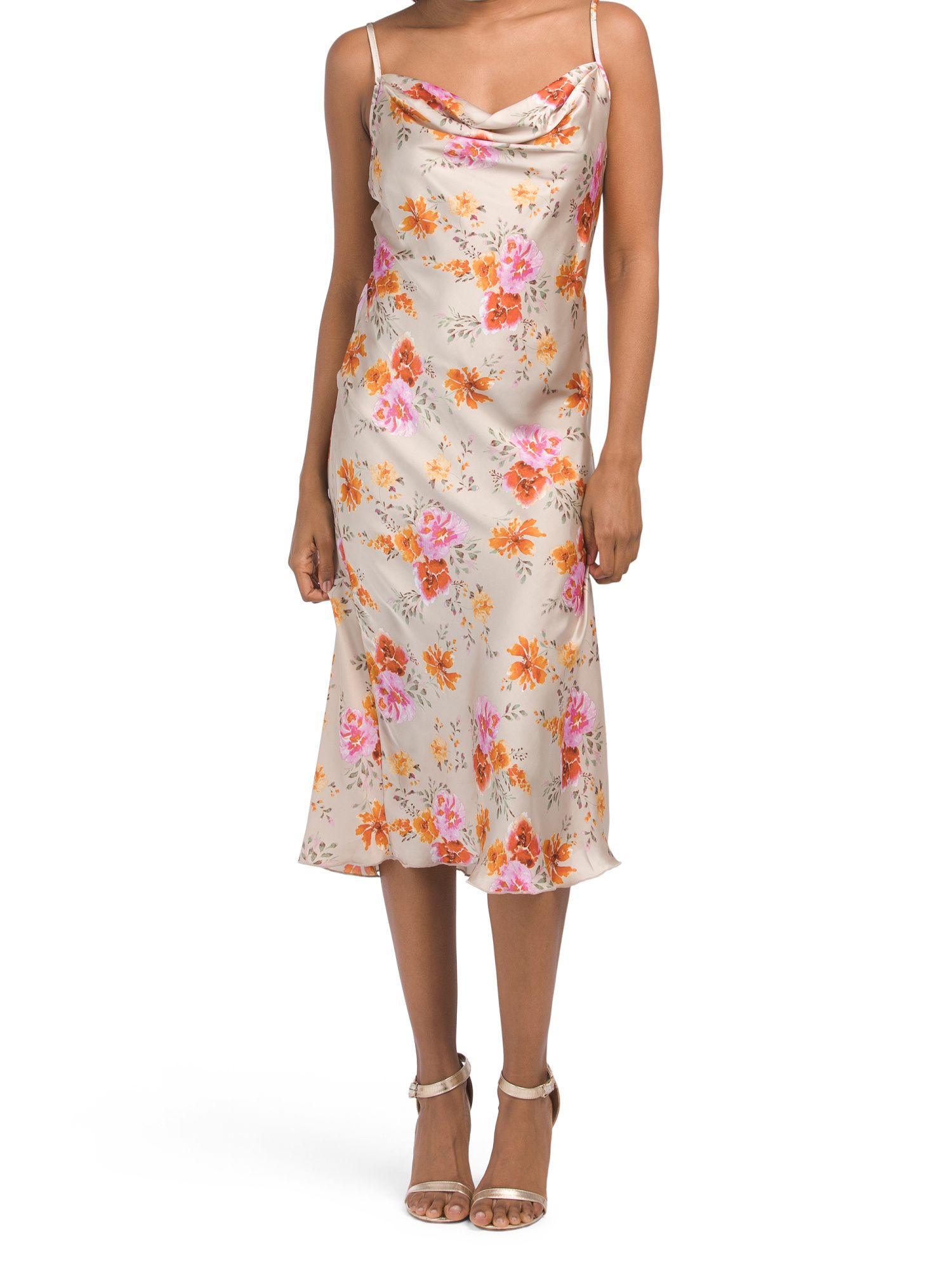 Made In Usa Floral Printed Satin Slip Dress | TJ Maxx
