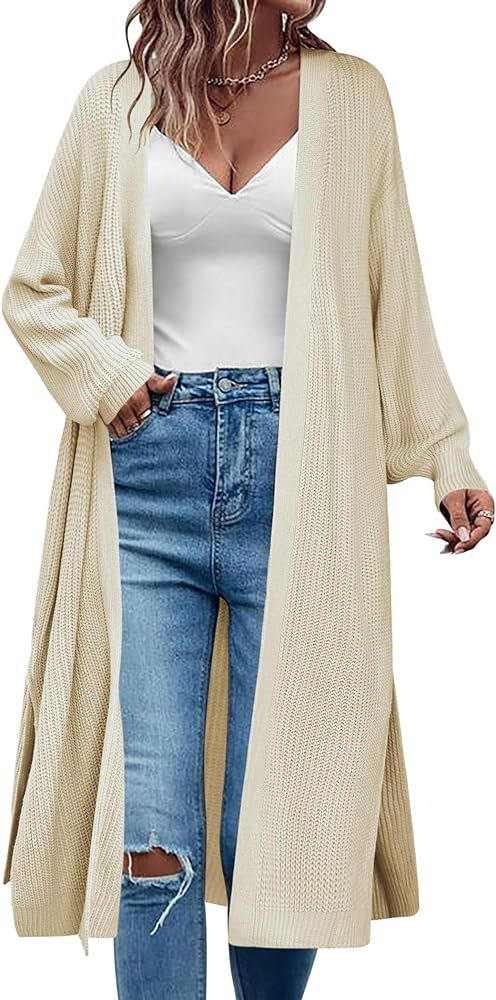 Zeagoo Women's 2023 Fall Winter Oversized Cardigan Long Sleeve Split Open Front Sweater Chunky Kn... | Amazon (US)