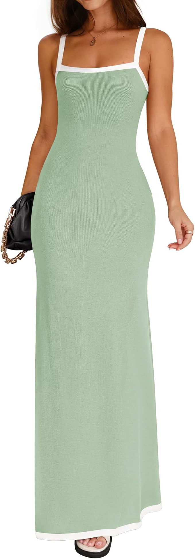 ZESICA Women's 2025 Summer Spaghetti Straps Maxi Dress Sleeveless Square Neck Lightweight Long Be... | Amazon (US)