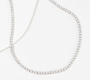 Diamonique 100 Facet 4.0mm Round Cut Tennis Necklace, Plat | QVC