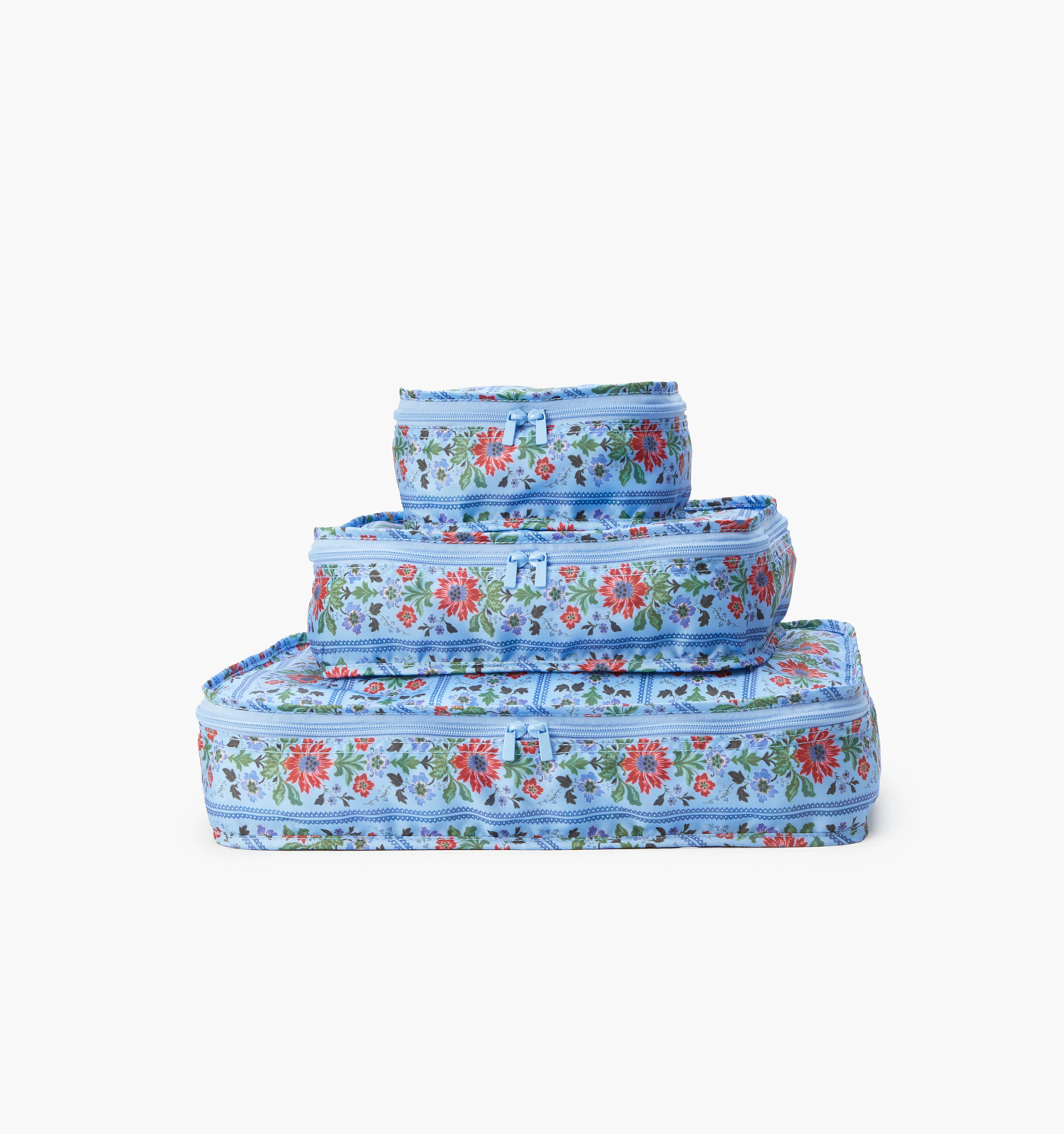 The Packing Cubes - Blue Floral Block Stripe | Hill House Home US