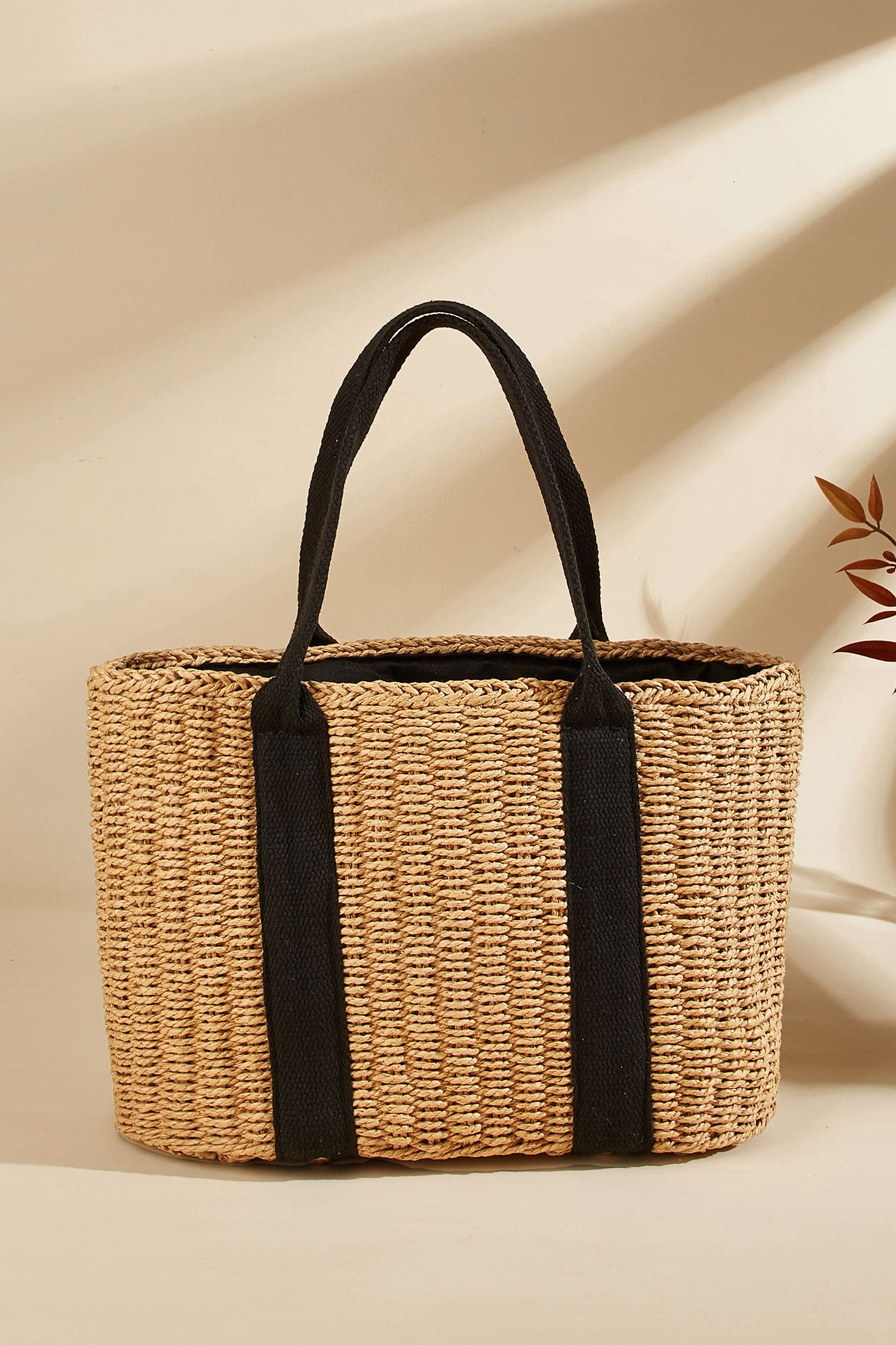 Black Handle Straw Tote | Cupshe US