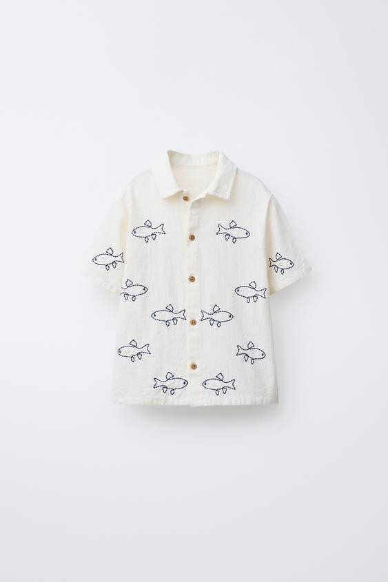 FISH EMBROIDERED SHIRT | Zara US