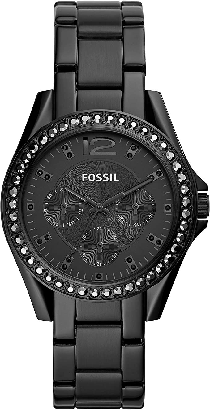 Fossil Women's Riley Stainless Steel Crystal-Accented Multifunction Quartz Watch | Amazon (US)