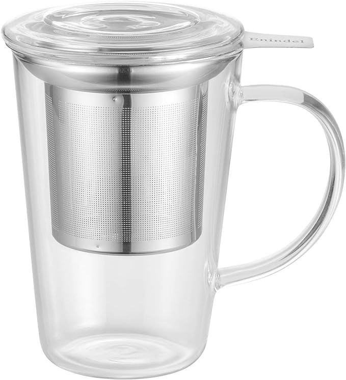 3020.01 Glass Tea Mug with Infuser and Lid, Tea Cup, Clear, 14 OZ, GM001 | Amazon (US)