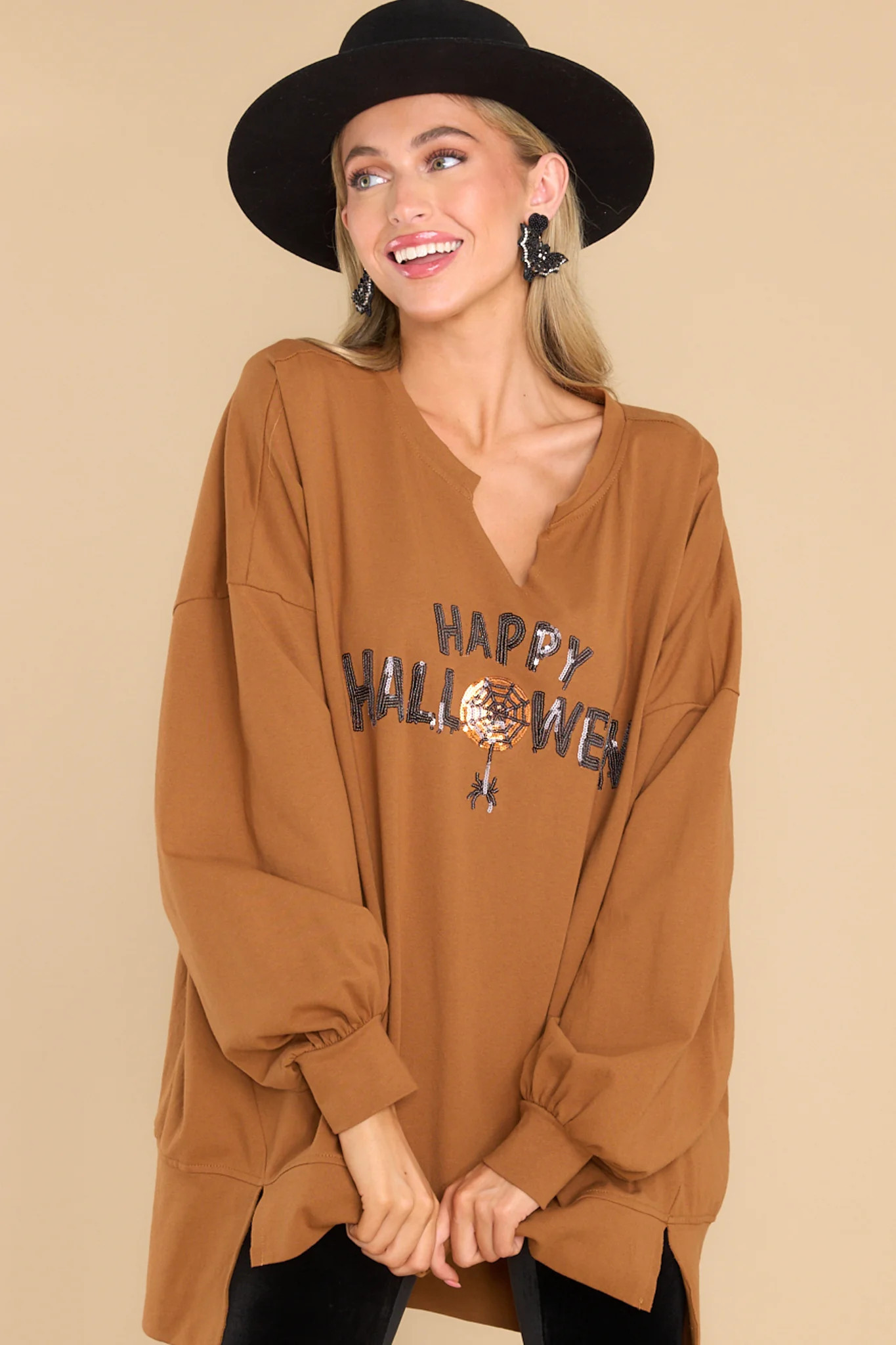 Halloween Nights Tan Top | Red Dress 