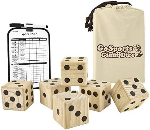 GoSports Giant Wooden Playing Dice Set with Bonus Rollzee and Farkle Scoreboard - Includes 6 Dice... | Amazon (US)