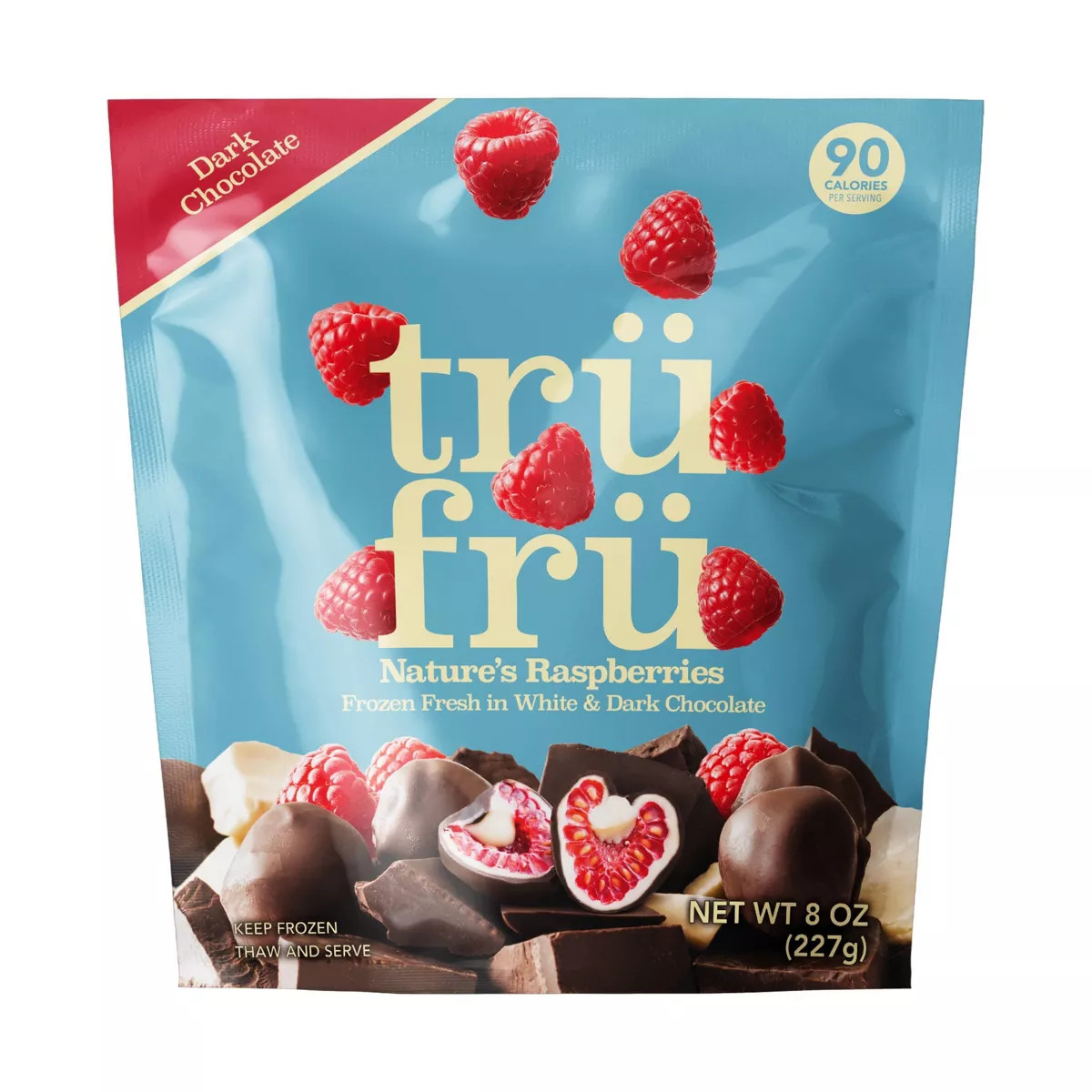 Tru Fru White & Dark Chocolate Frozen Whole Raspberries  - 8oz | Target