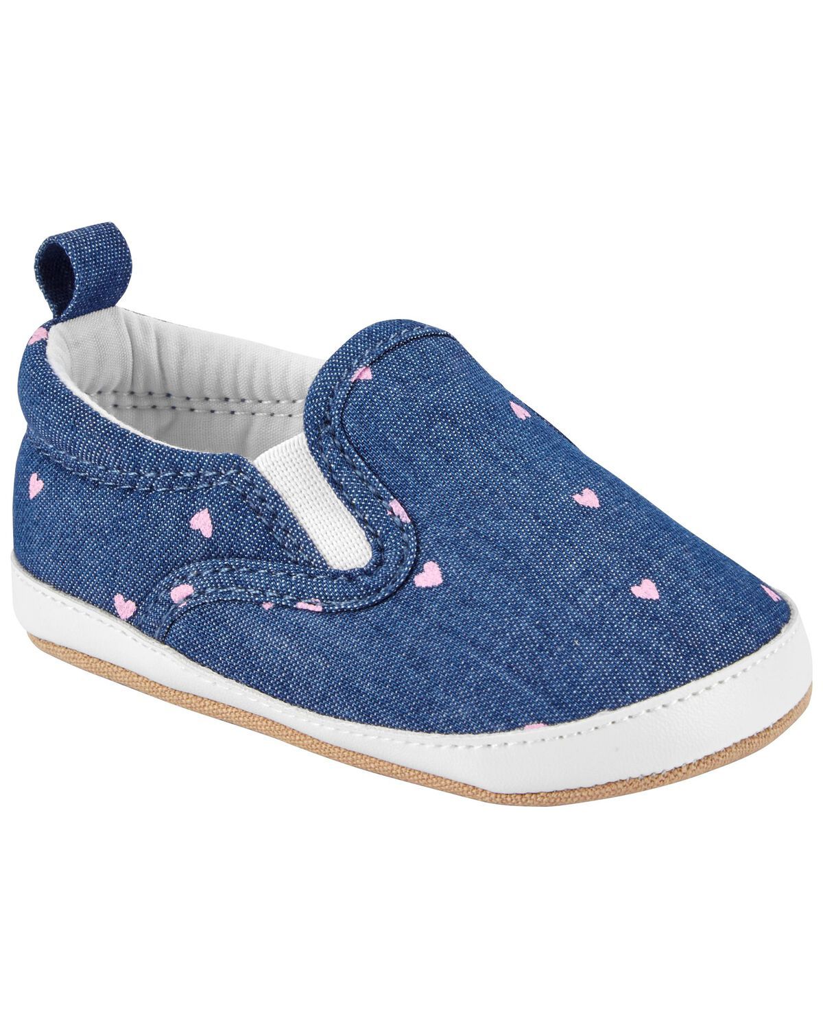 Chambray Baby Chambray Heart Slip-On Soft Shoes | oshkosh.com | OshKosh B'gosh