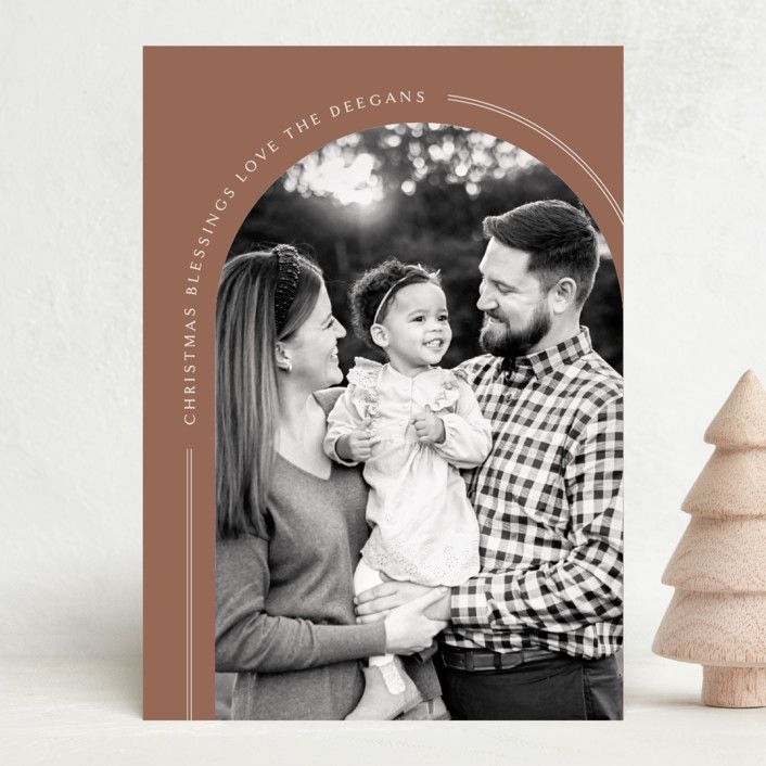 "Arch Blessings" - Customizable Christmas Photo Cards in Brown by Erin Deegan. | Minted