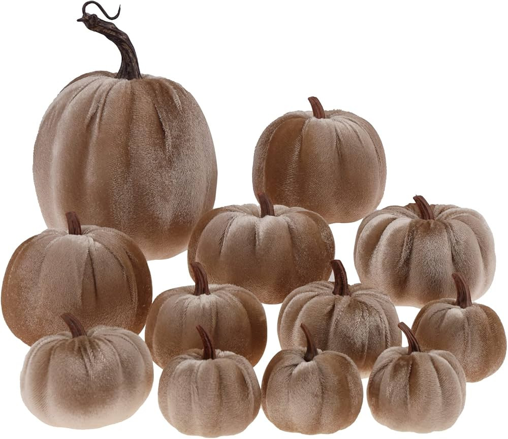 Kepfire 12Pcs Artificial Foam Fake Velvet Pumpkin Set Handmade Halloween Fall Harvest Vegetable P... | Amazon (US)