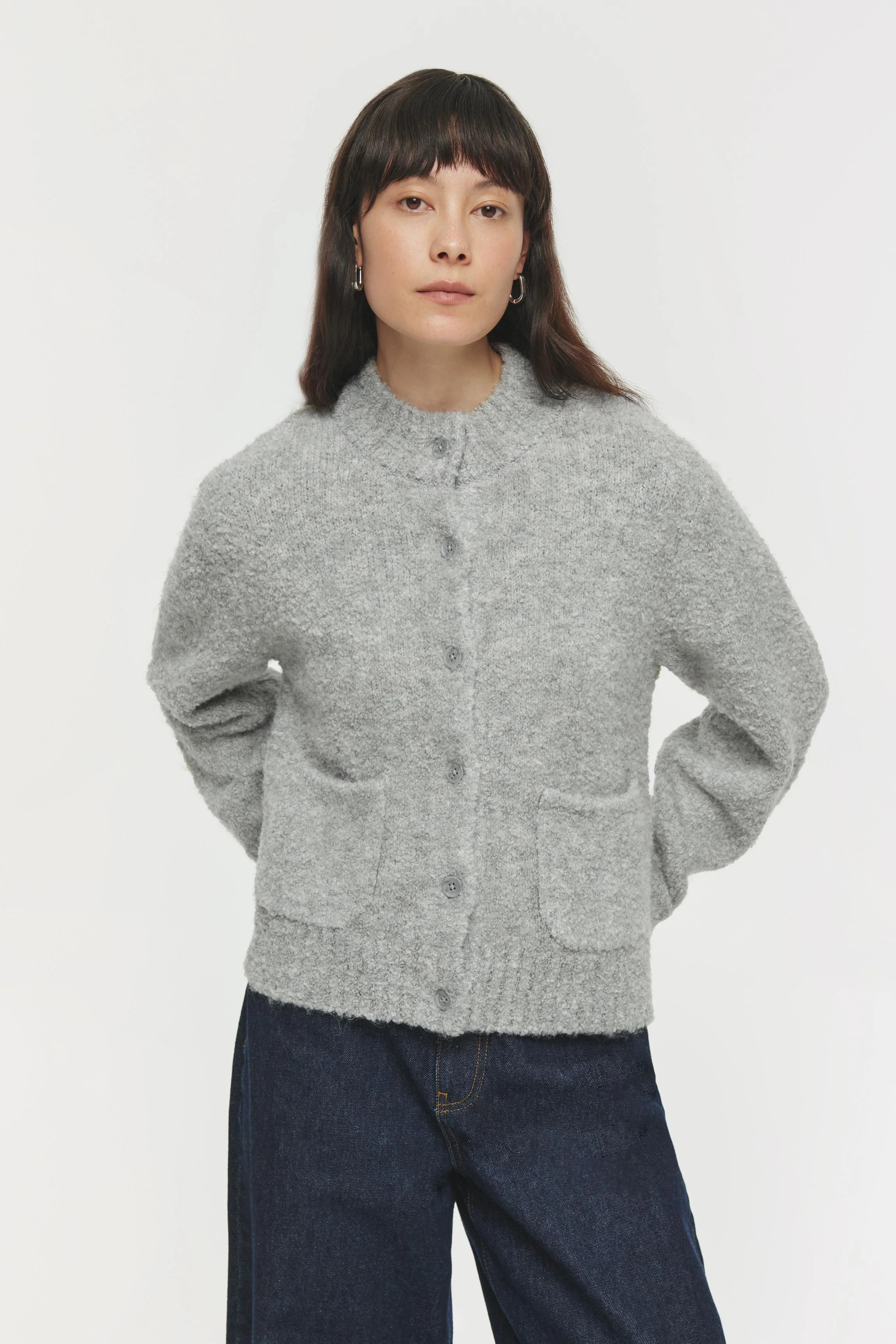 ALIGNE Boucle Cardigan - Grey | Beattie | Aligne UK