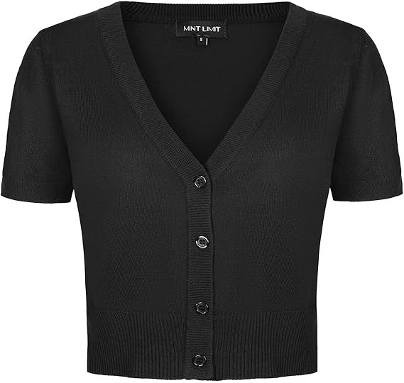 MINTLIMIT Women's Cropped Shrug Bolero 3/4 Sleeve Button Down Cardigan Sweater | Amazon (US)