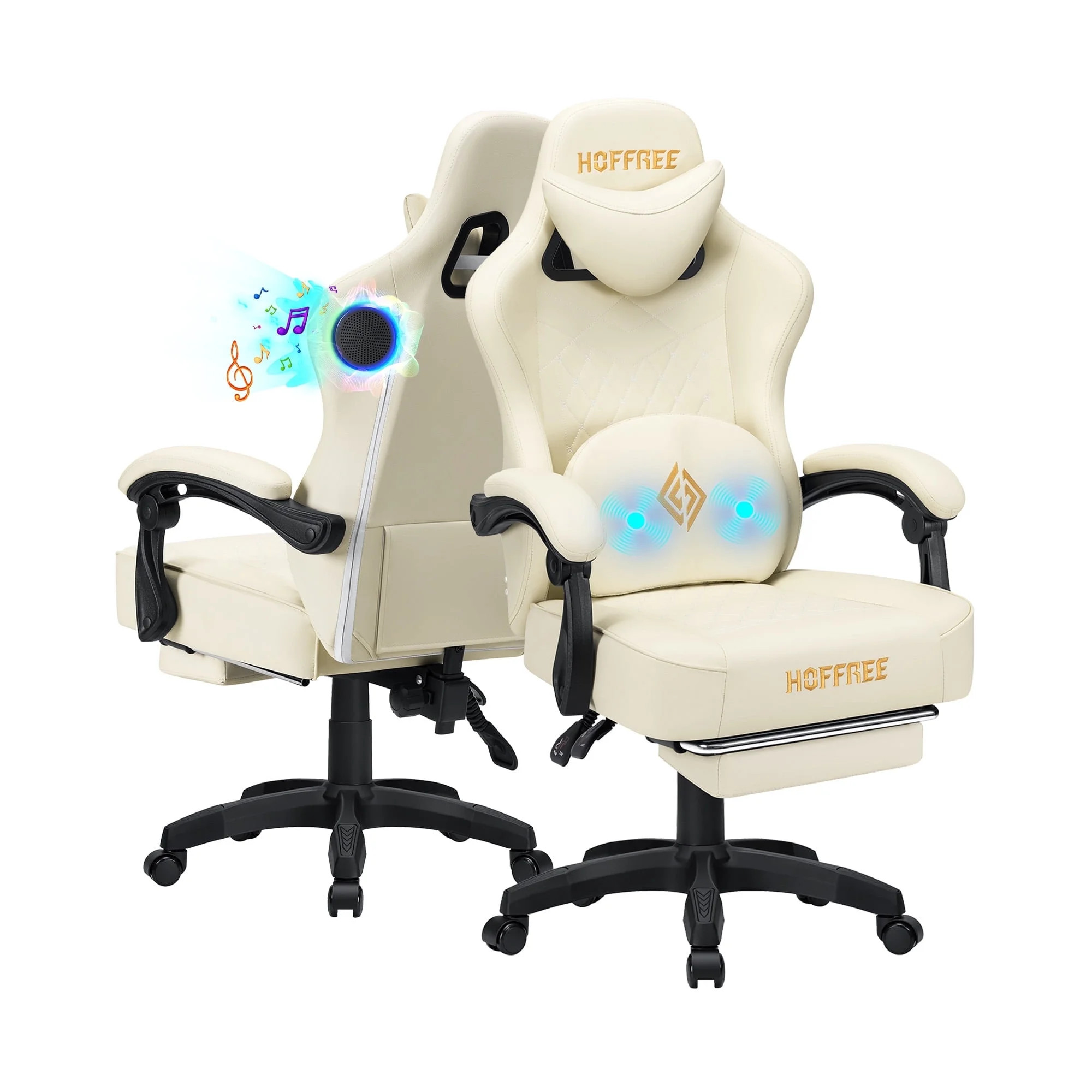 Hoffree Gaming Chair with Speakers PU Gamer Chair with footrest and massage Egonomic Computer Gam... | Walmart (US)