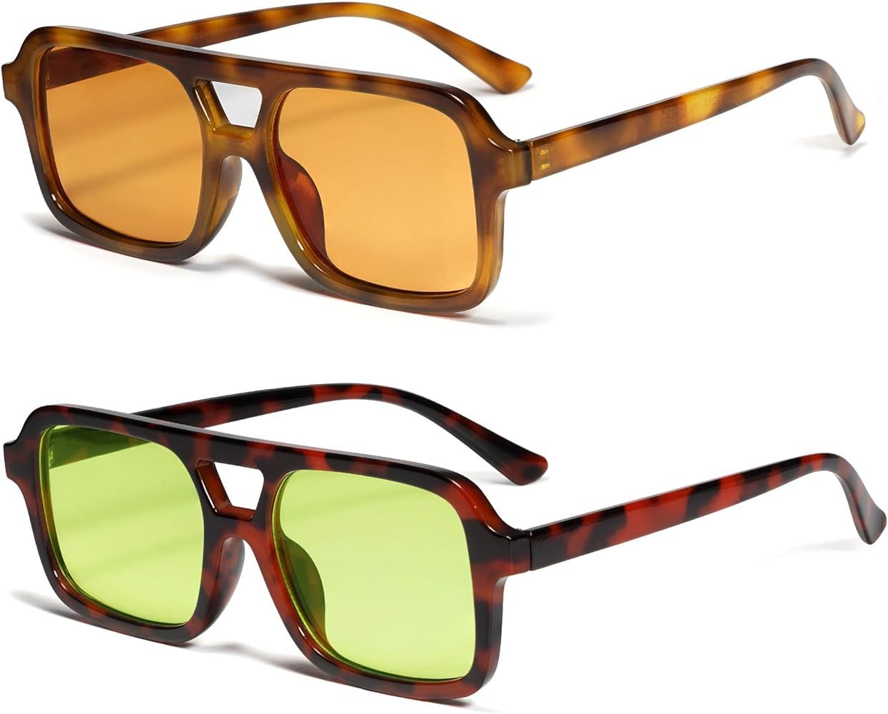 VANLINKER Retro 70s Square Aviator Sunglasses for Women Men Vintage Trendy Rectangle Sun Glasses ... | Amazon (US)