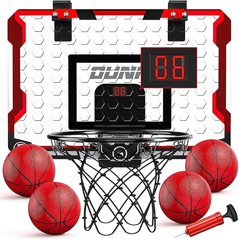 TEMI Indoor Basketball Hoop for Kids, Door Room Basketball Hoop,Mini Basketball Hoop with 4 Balls... | Amazon (US)