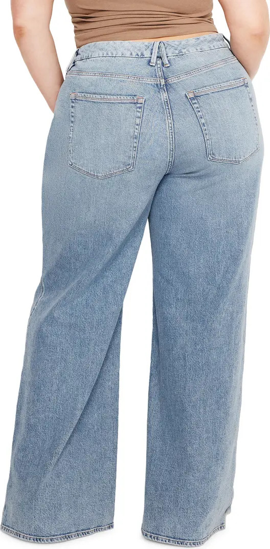 Good American Good Skate Ripped Hem Wide Leg Jeans | Nordstrom | Nordstrom