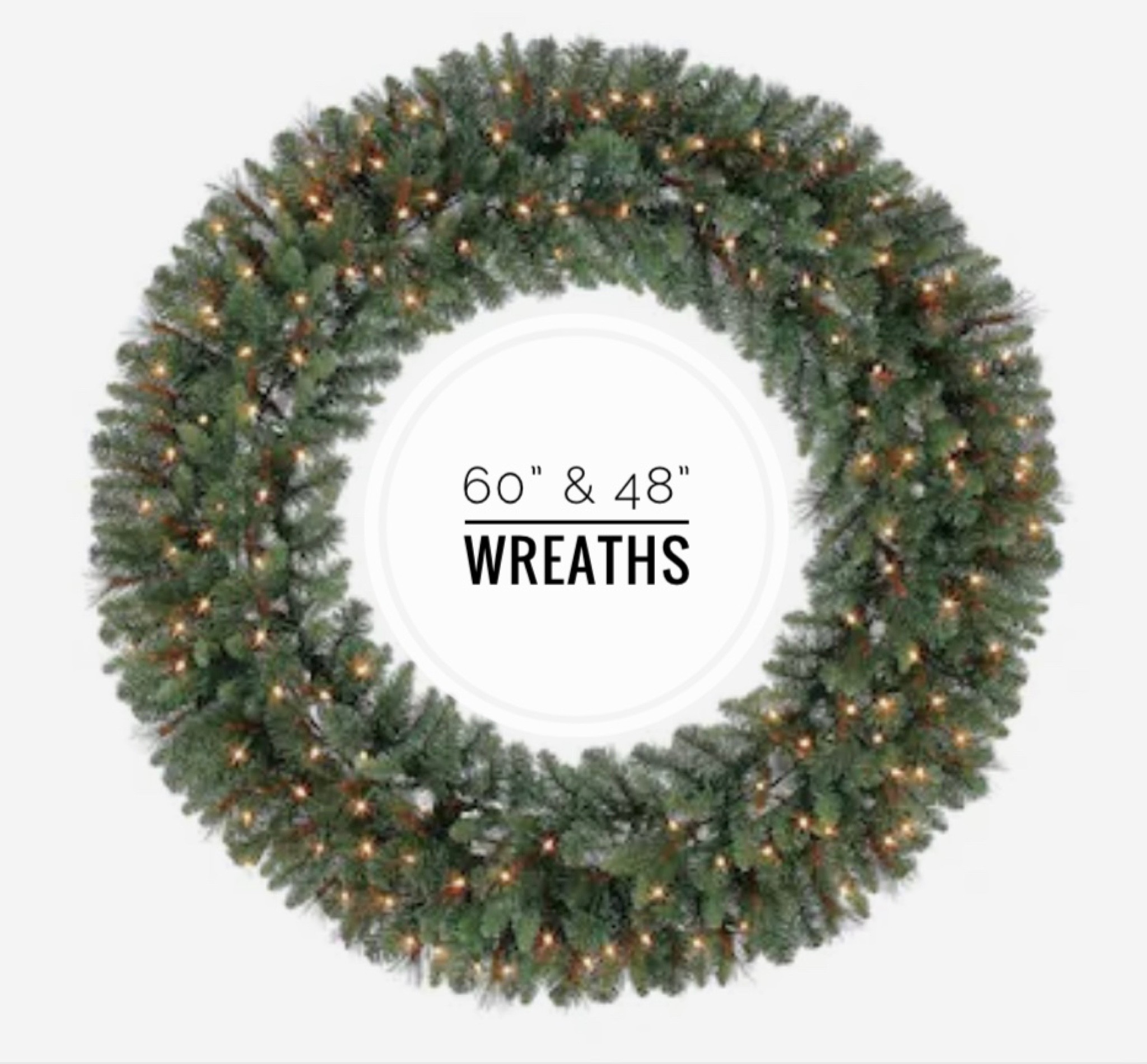 5 ft pre lit wreath for outside the addition. Comes in 4’ size too! 60” and 48” Christmas wreath. Twinkle lights. Holiday decor. Lowes 

#LTKSeasonal #LTKHoliday #LTKhome