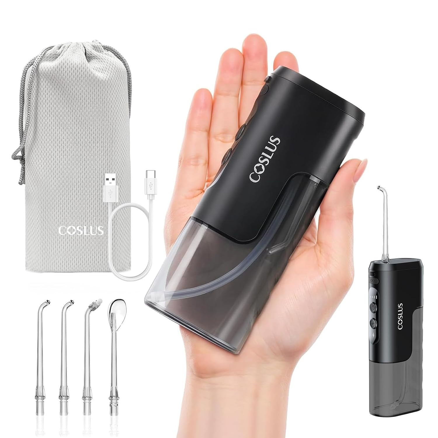 COSLUS T40 Mini Water Flosser for Travel, Portable Compact Design, Balck | Amazon (US)