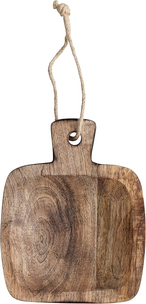 Creative Co-Op 9 Inches Hand-Carved Mango Wood Serving Handle and Jute Tie, Burnt Finish Cheese B... | Amazon (US)