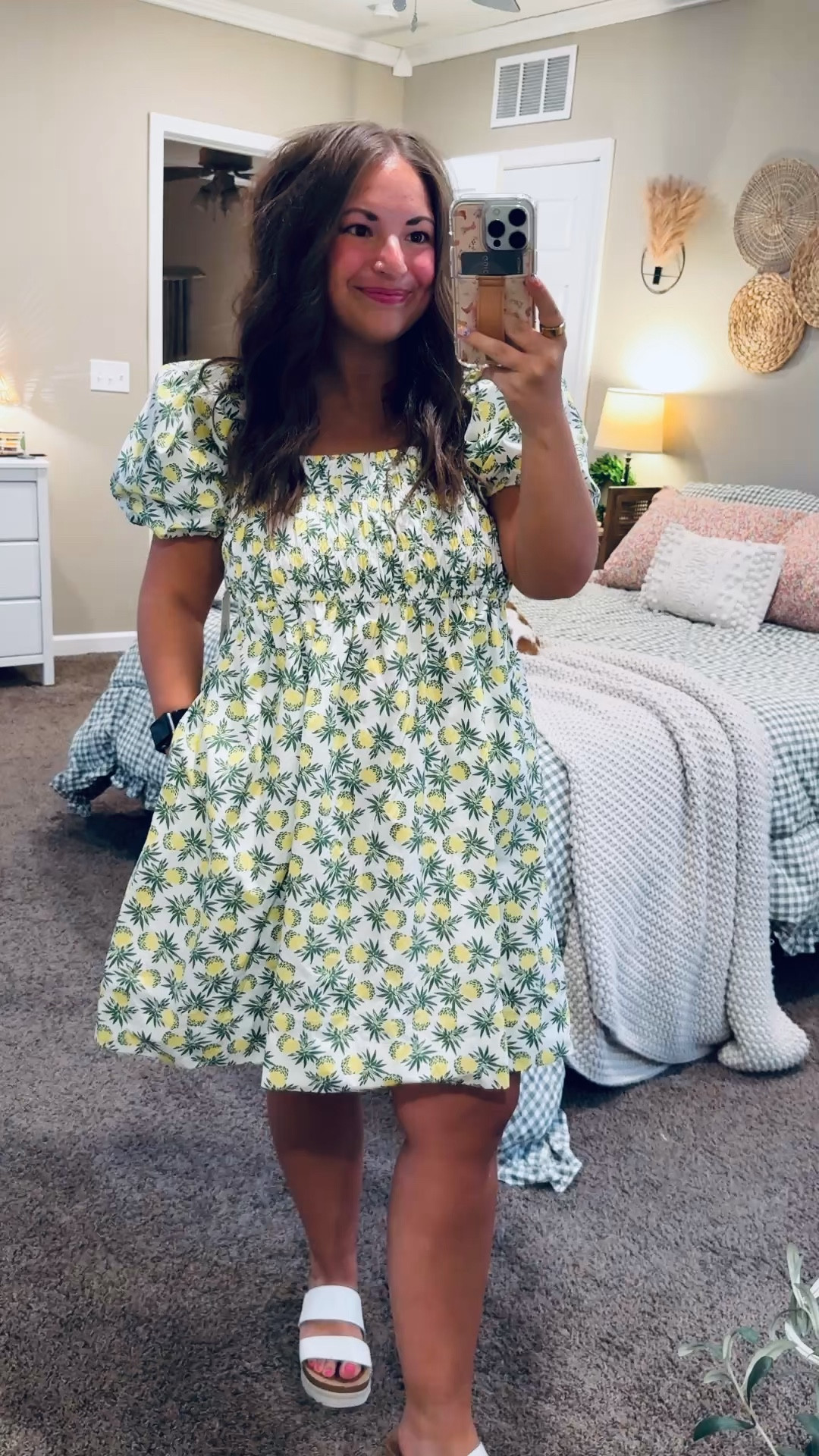 This dress is giving effortless summer ✨ easy, breezy, and under $30 from Walmart  💛
sandals: fit true to size // wearing a 5
dress: fits true to size // wearing a large (could’ve sized down to a medium) 

 #LTKootd #LTKMidsize #LTKWorkwear