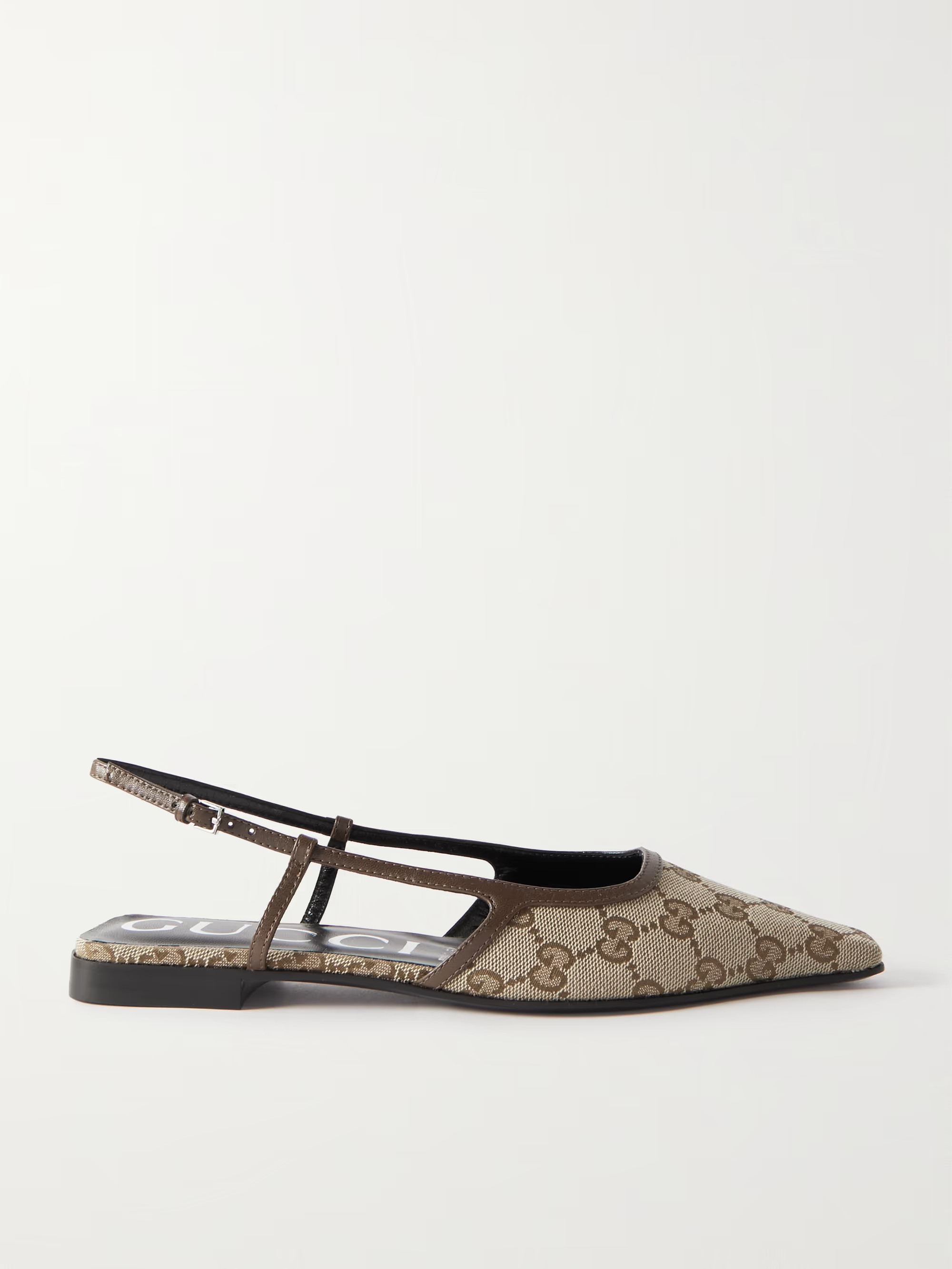 Demi leather-trimmed canvas-jacquard ballet flats | NET-A-PORTER (US)