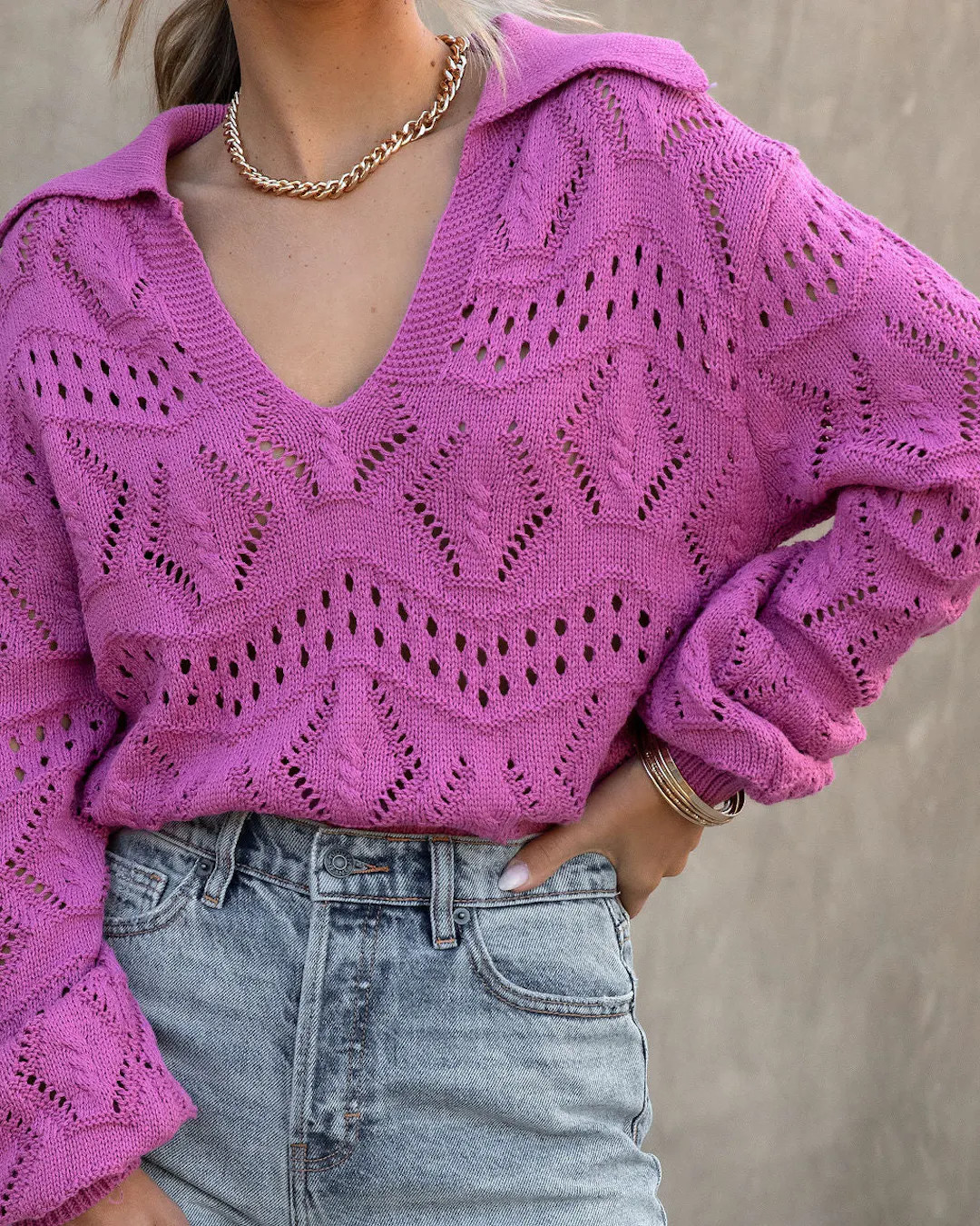 Percy Knit Cotton Blend Sweater - Pink | VICI