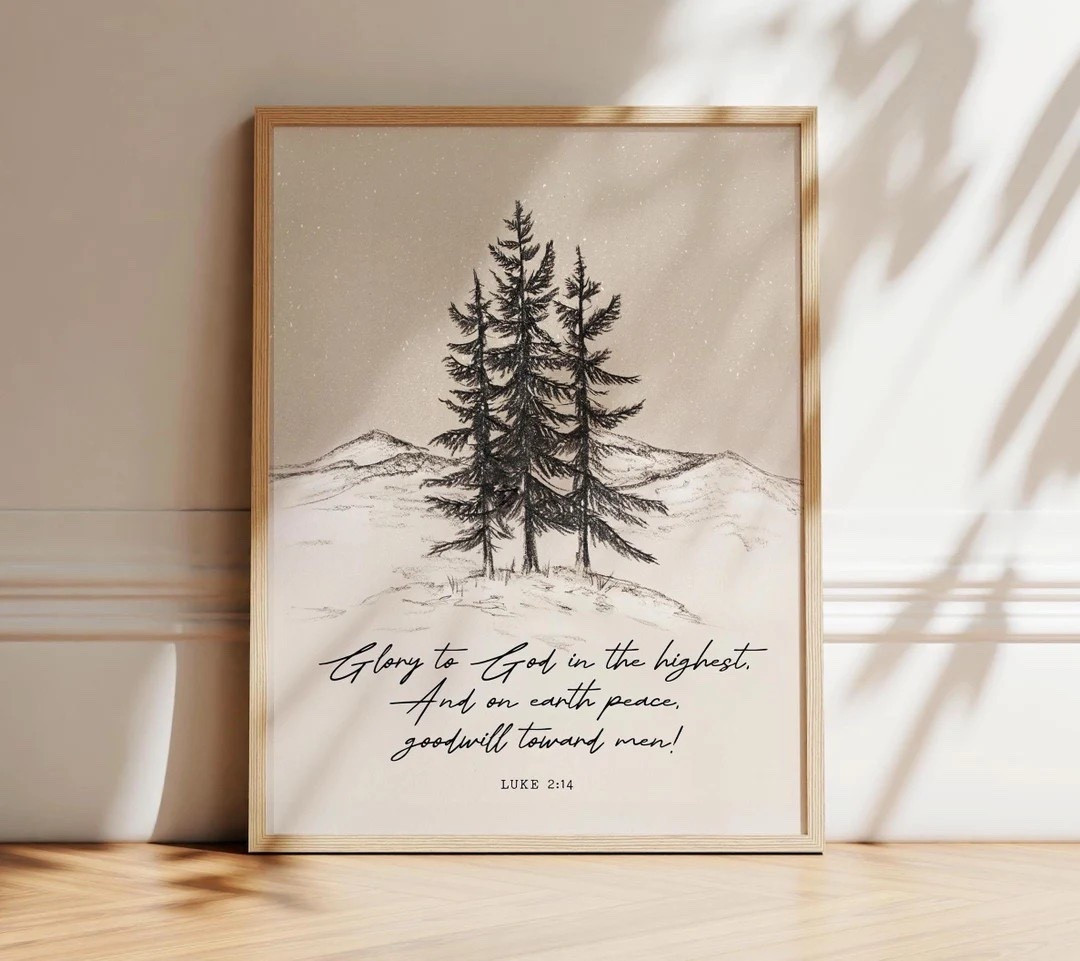 Neutral Christmas Print | Peace on Earth | Luke 2:14 Scripture| vintage Christmas Art from Etsy 


Etsy Christmas decor, Christmas scripture Art, Christian Christmas artwork, 


#LTKHome #LTKHoliday #LTKGiftGuide #LTKCyberWeek