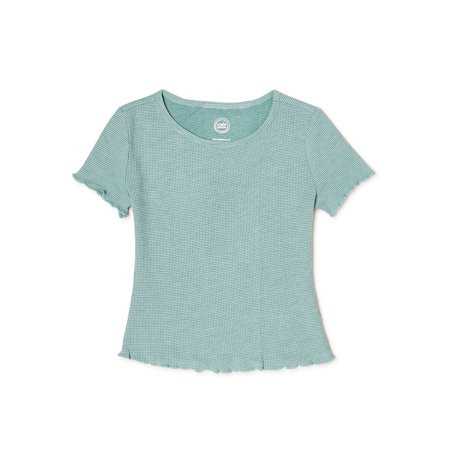 Wonder Nation Girls Waffle Top with Short Sleeves Sizes 4-18 & Plus | Walmart (US)