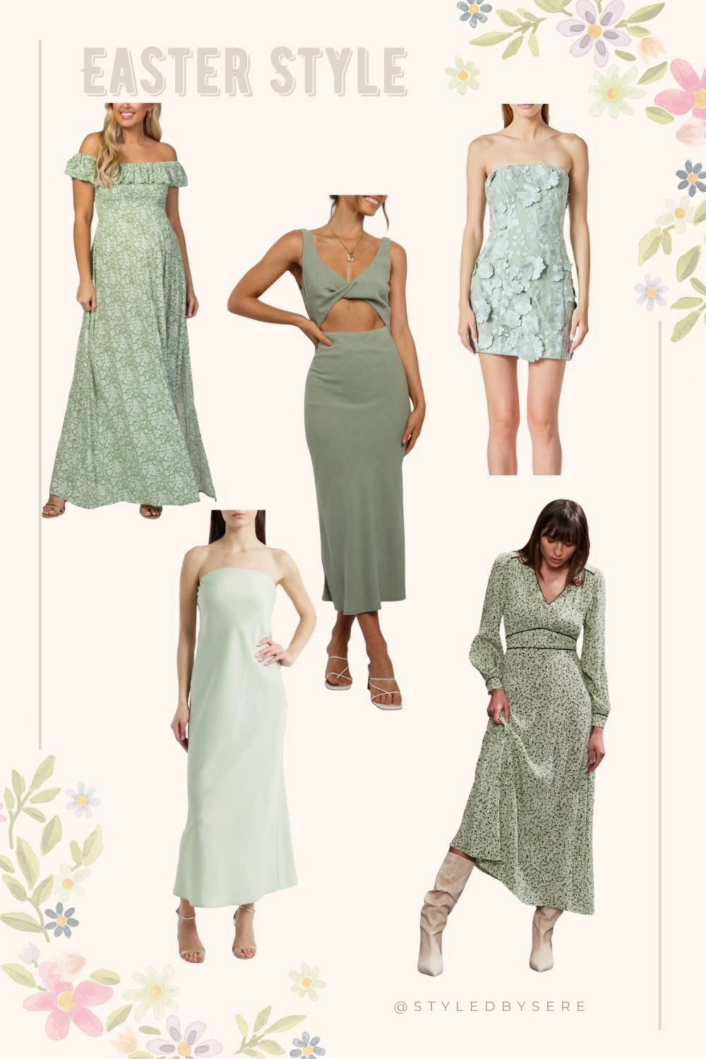 Pantone’s Spring/Summer shade Shale Green from Pantone offers a refined take on traditional Easter pastels, bringing in a soft, earthy green that feels both modern and timeless. This hue works beautifully in flowing dresses, especially in lightweight fabrics like chiffon or linen that enhance its natural elegance. It complements a wide range of skin tones and pairs effortlessly with warm neutrals or subtle metallic accents. For a polished Easter look, style it with delicate gold jewelry and understated accessories to let the color truly stand out.

#LTKSeasonal #LTKWedding #LTKootd