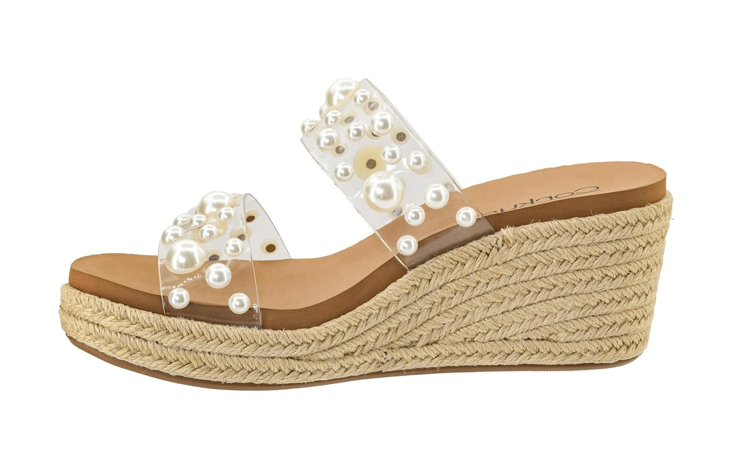 Corkys Footwear Shes Here 2.5-Inch Wedge - Jute Wrapped Outsole, Two Straps Adorned With Pearls, ... | Amazon (US)