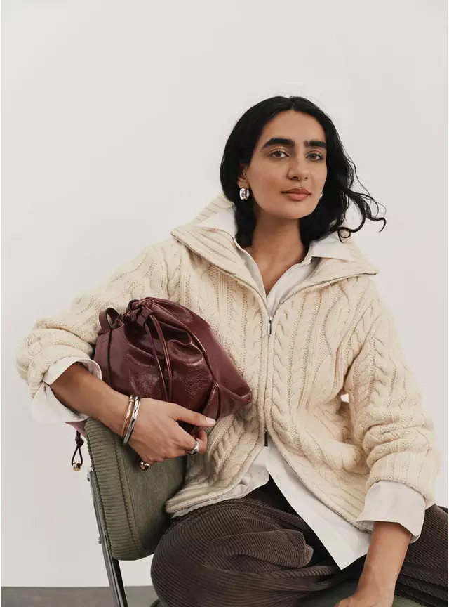 Buy Cream Chunky Cable Zip-Through Cardigan L | Cardigans | Tu | Tu Clothing