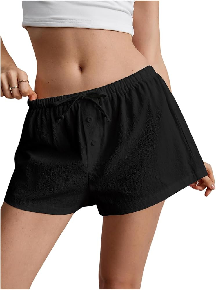 SOLY HUX Womens Drawstring Waist Wide Leg Lounge Shorts Casual Summer Fashion Apparel | Amazon (US)