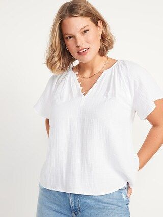 Flutter-Sleeve Embroidered Swing Blouse for Women | Old Navy (US)
