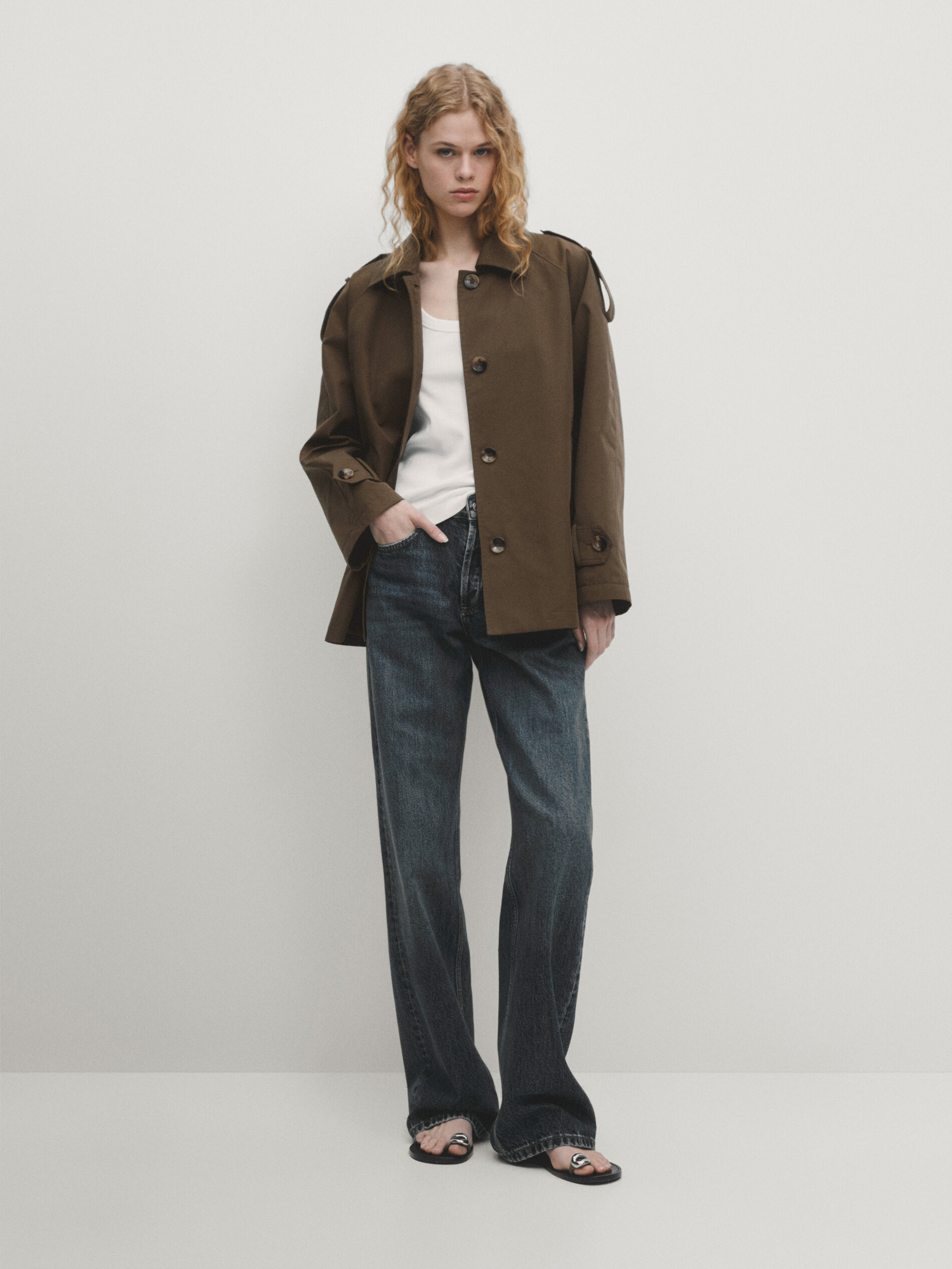 Short raglan sleeve trench coat | Massimo Dutti UK