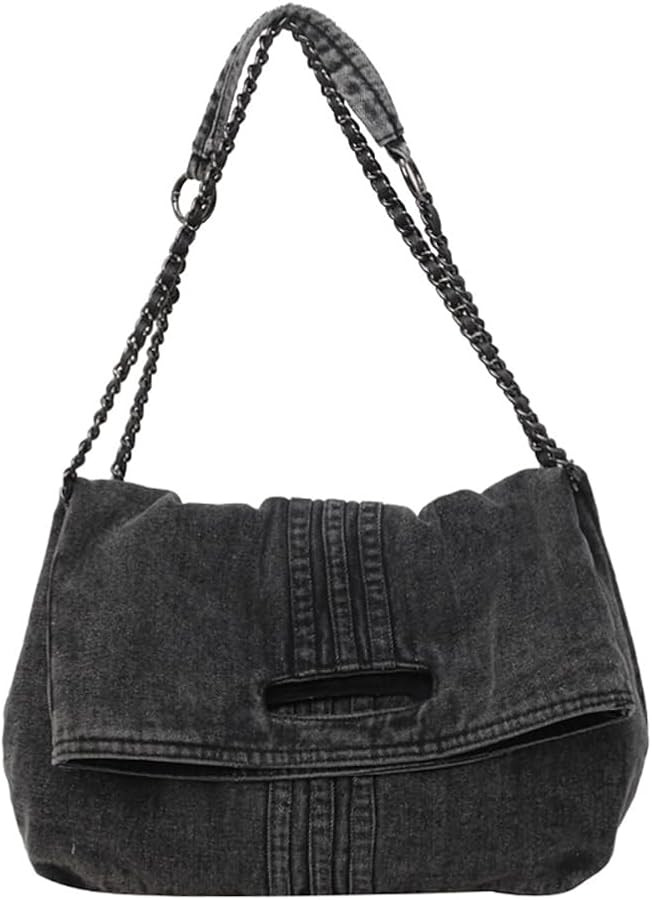 Women Denim Shoulder Handbag Retro Crossbody Bag Large Capacity Tote Purse Chain Strap Underarm B... | Amazon (US)