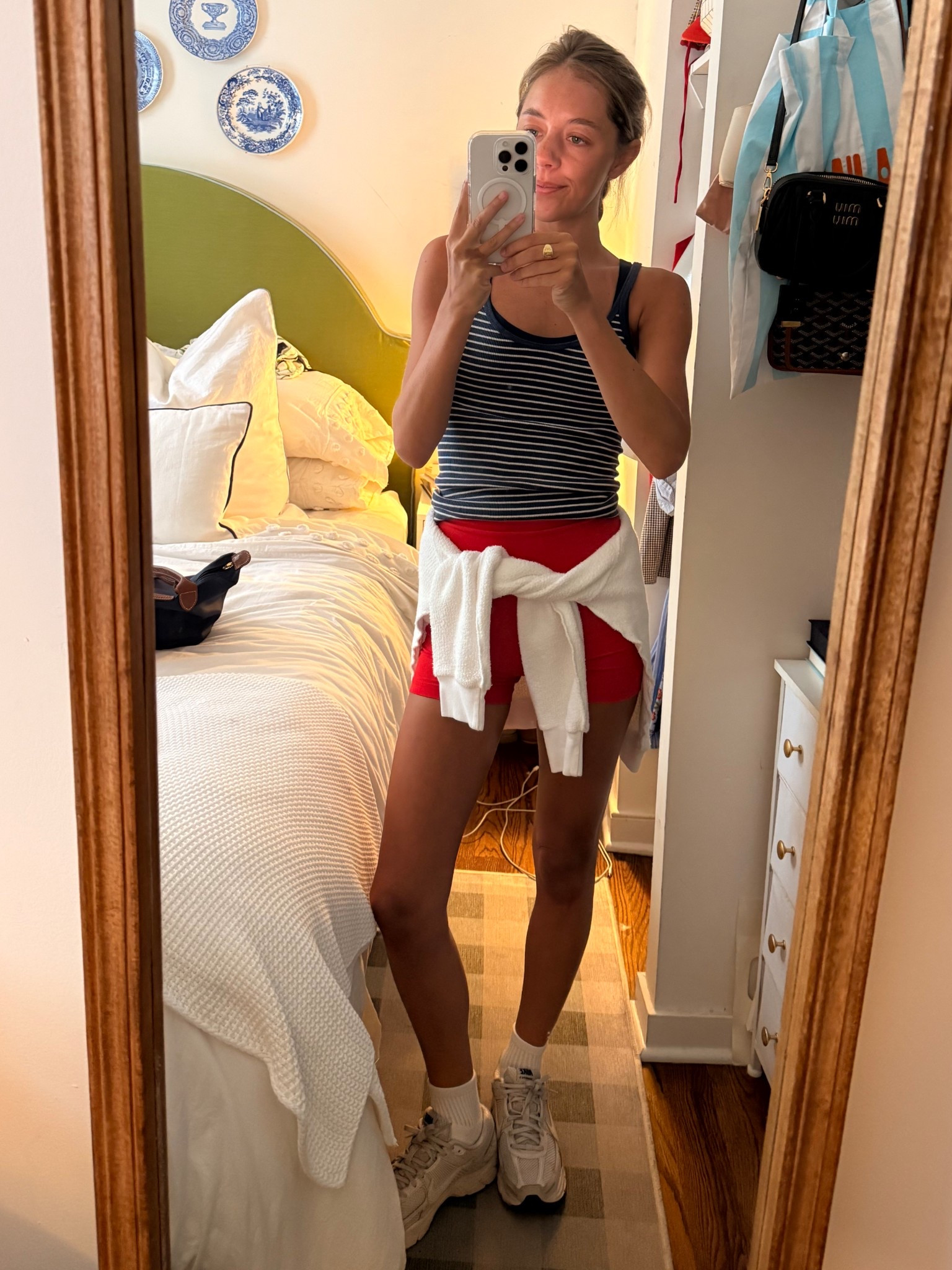 XS in biker shorts, small in white sweatshirt  

#LTKActive #LTKShoeCrush #LTKSummerEdit