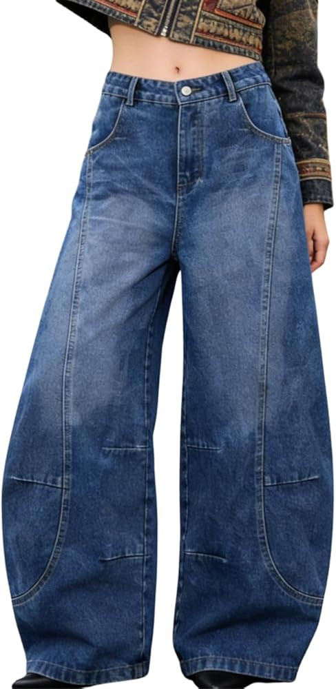 Barrel Baggy Jeans for Women Men Wide Leg Low Rise Jeans Loose Oversized Boyfriend Pants Aestheti... | Amazon (US)