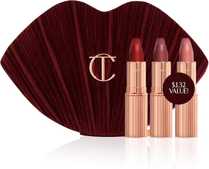 Charlotte Tilbury Hot Lips Lipstick Trio Gift Set - 3 Full-Size Matte Revolution Lipsticks with I... | Amazon (US)