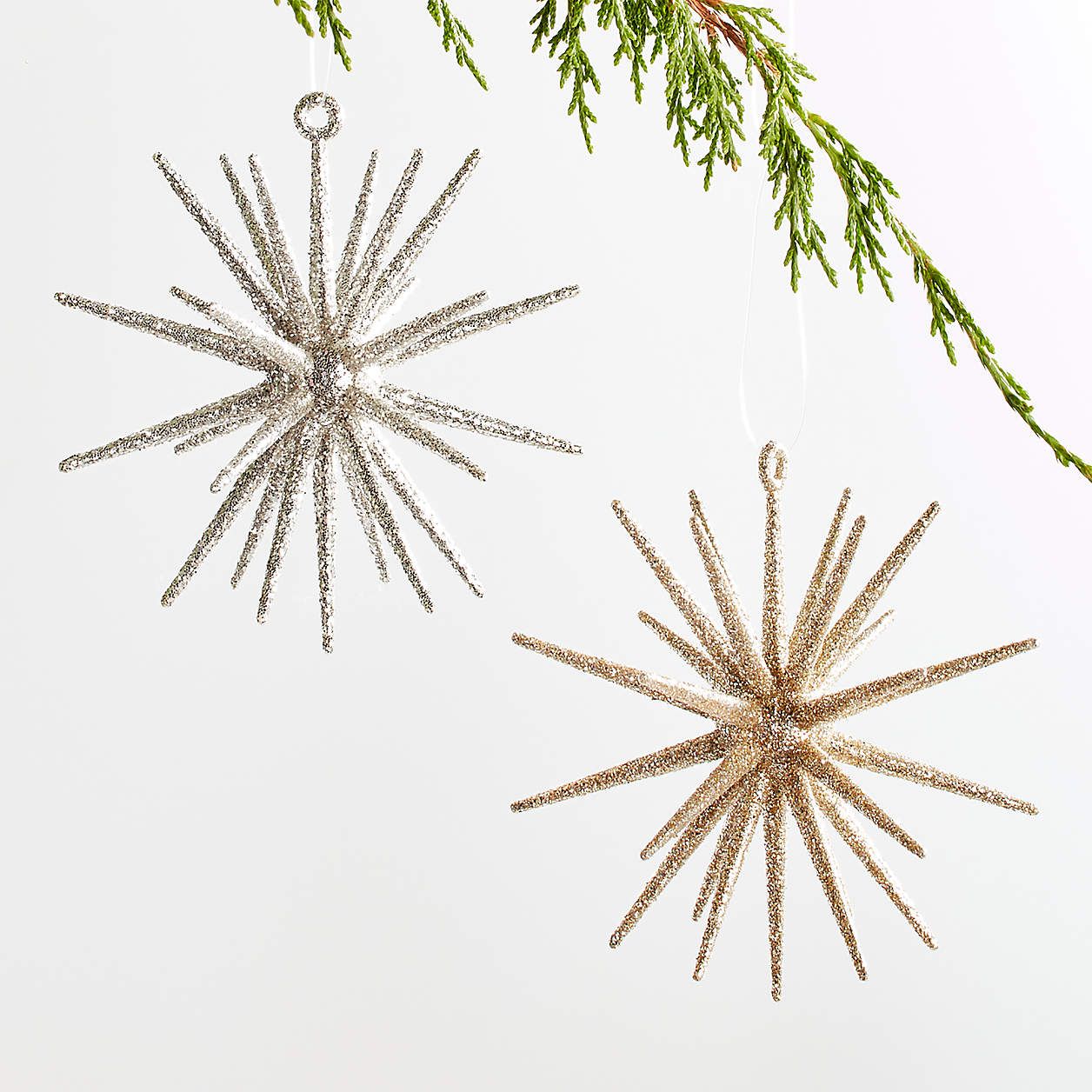 Silver Glitter 3D Star Christmas Tree Ornament + Reviews | Crate & Barrel | Crate & Barrel