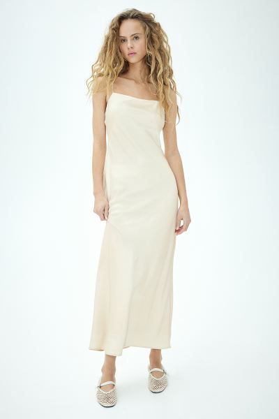 Open-back Satin Dress - Cream - Ladies | H&M US | H&M (US + CA)
