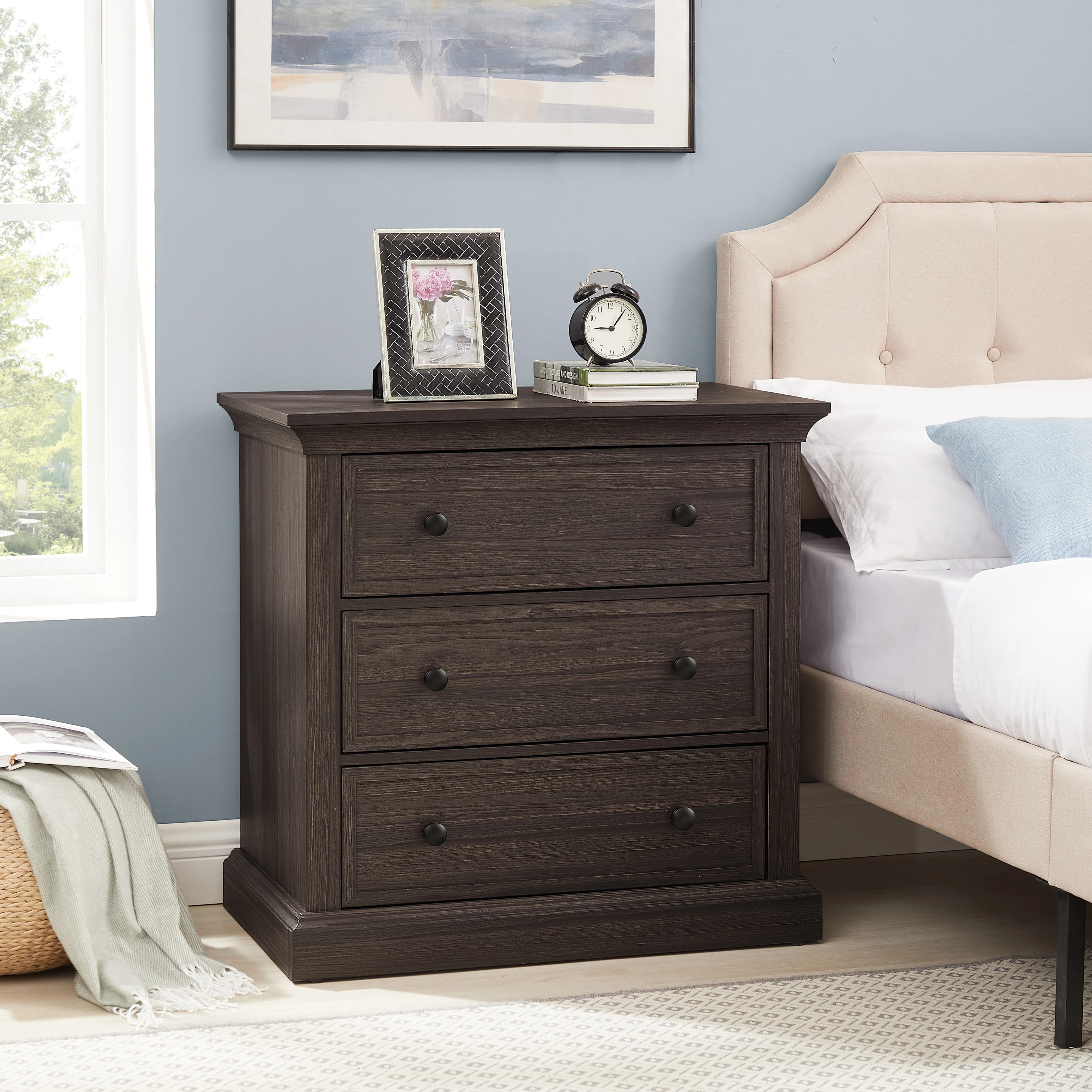 Better Homes & Gardens Canton 3-Drawer Nightstand with USB Port for Bed Room, Tobacco Oak Finish | Walmart (US)