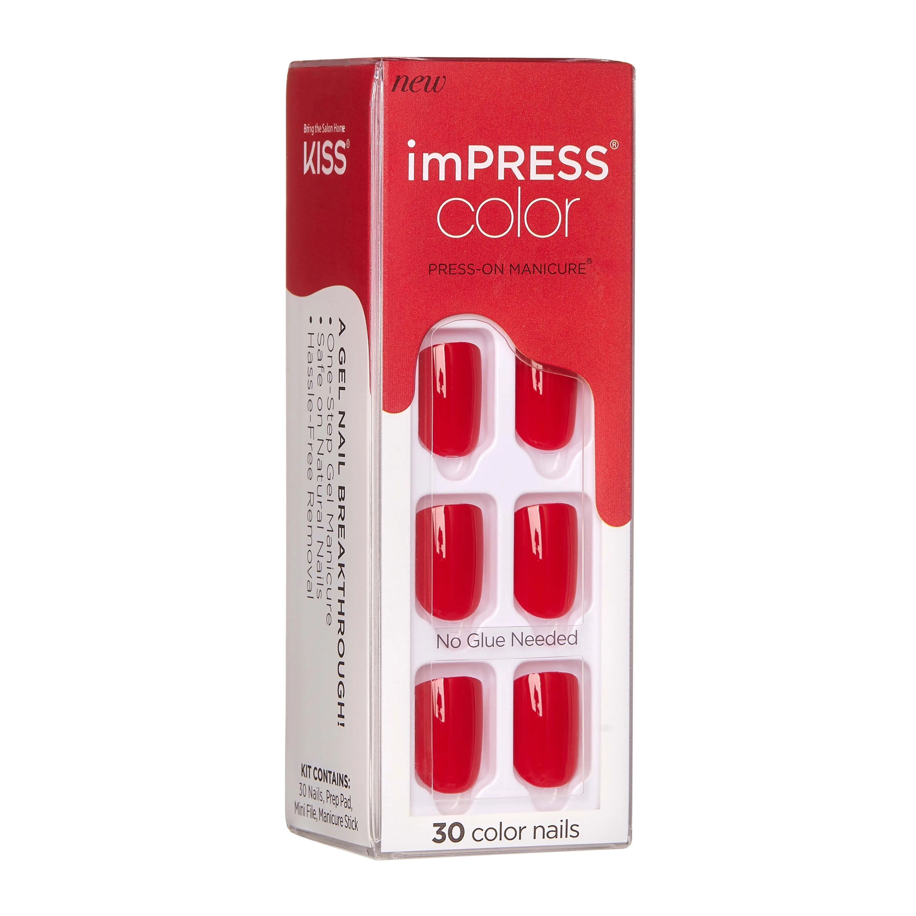 KISS imPRESS  Press on Nails, Reddy or Not, Red, Short Squoval, 30 Count | Walmart (US)