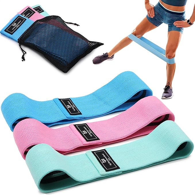 Healthsmart Fabric Resistance Bands, Targets Abs, Glutes, Quads, Calves, Hamstrings, 3 Bands with... | Amazon (US)