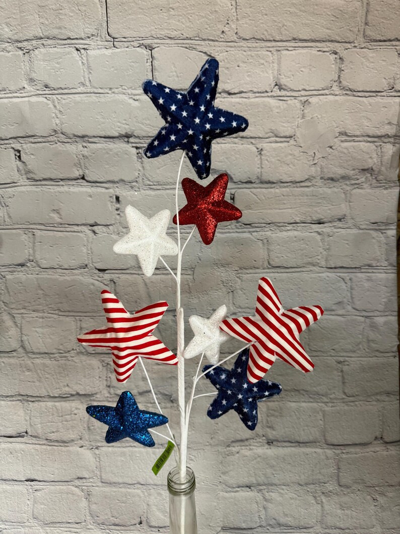 4th of July Star Spray, Patriotic Wreath Embellishment, Red White and Blue Star Spray for July 4t... | Etsy (US)