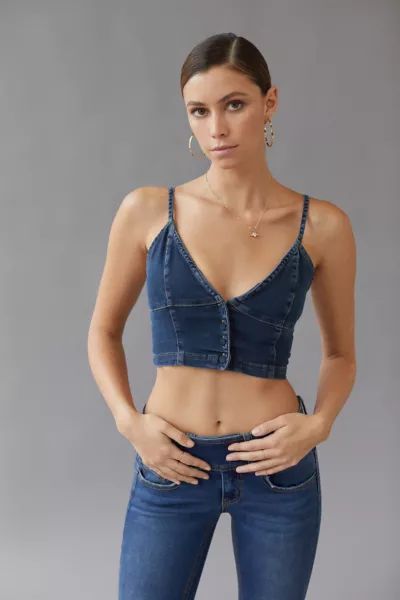 UO Nate Denim Bustier Top | Urban Outfitters (US and RoW)